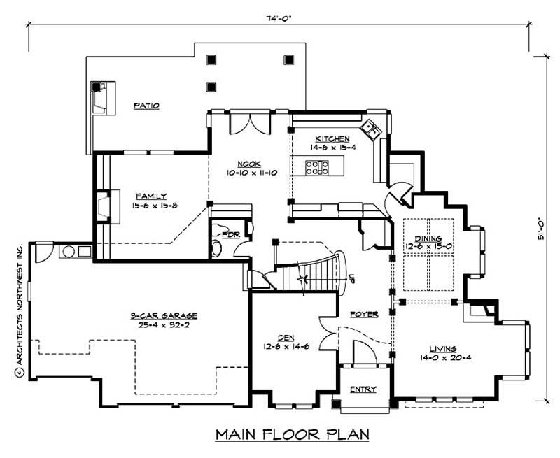 Floor Plan First Story of Craftsman Plan #115-1308