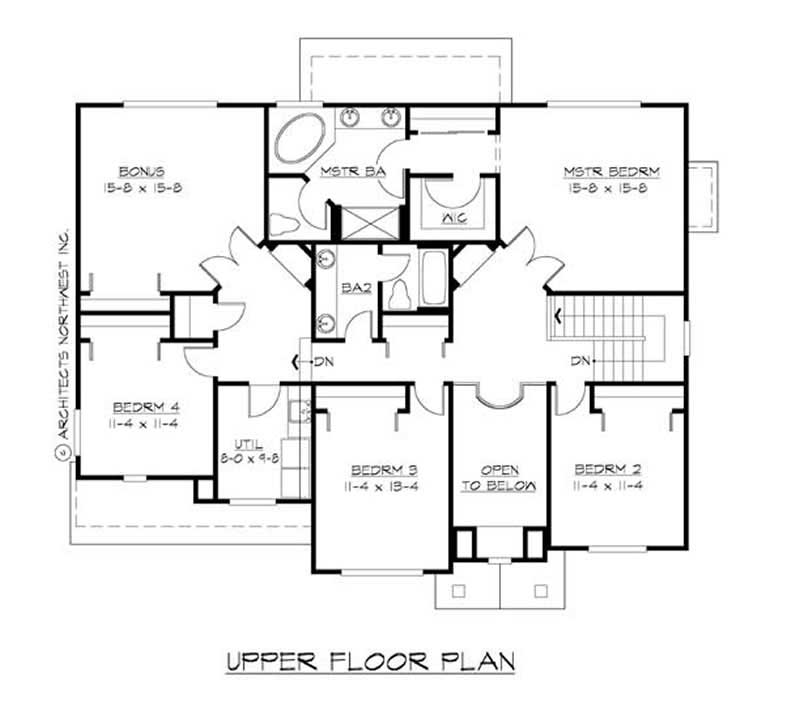 Floor Plan Second Story of Traditional Plan #115-1309