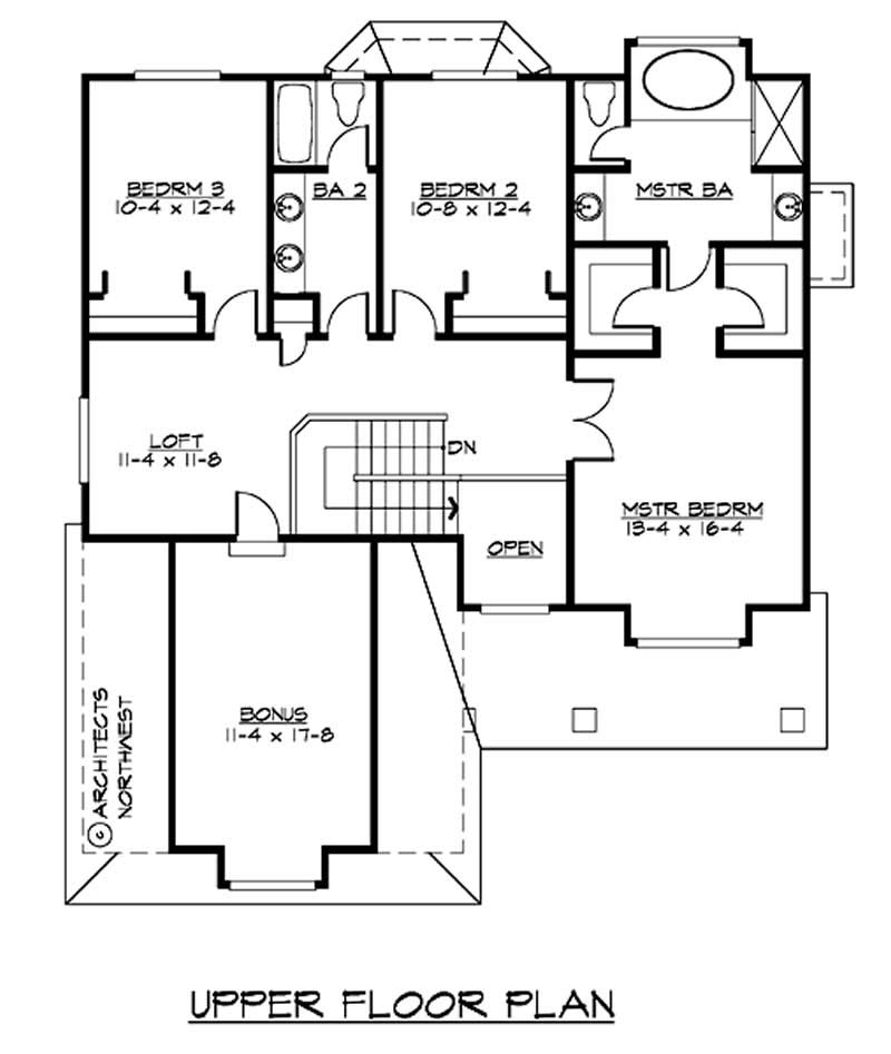 Floor Plan Second Story of Ranch Plan #115-1310