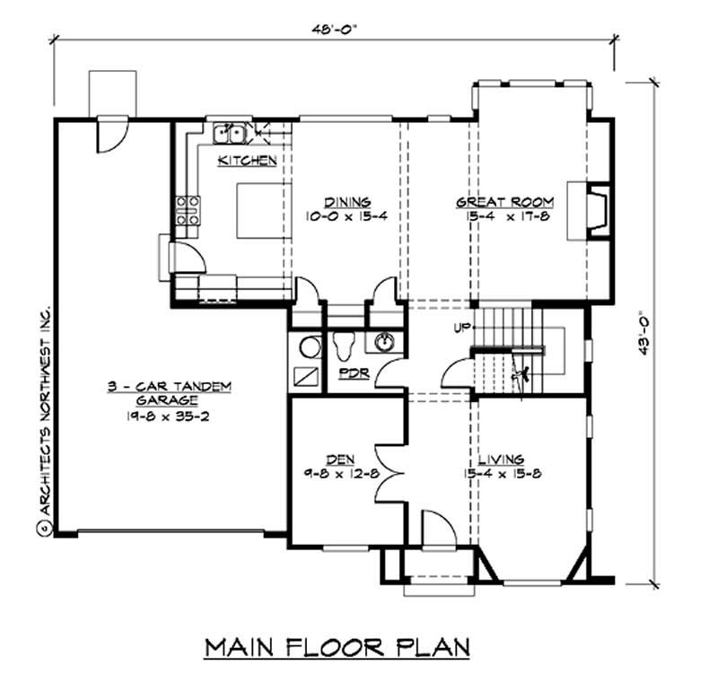 Floor Plan First Story of European Plan #115-1311