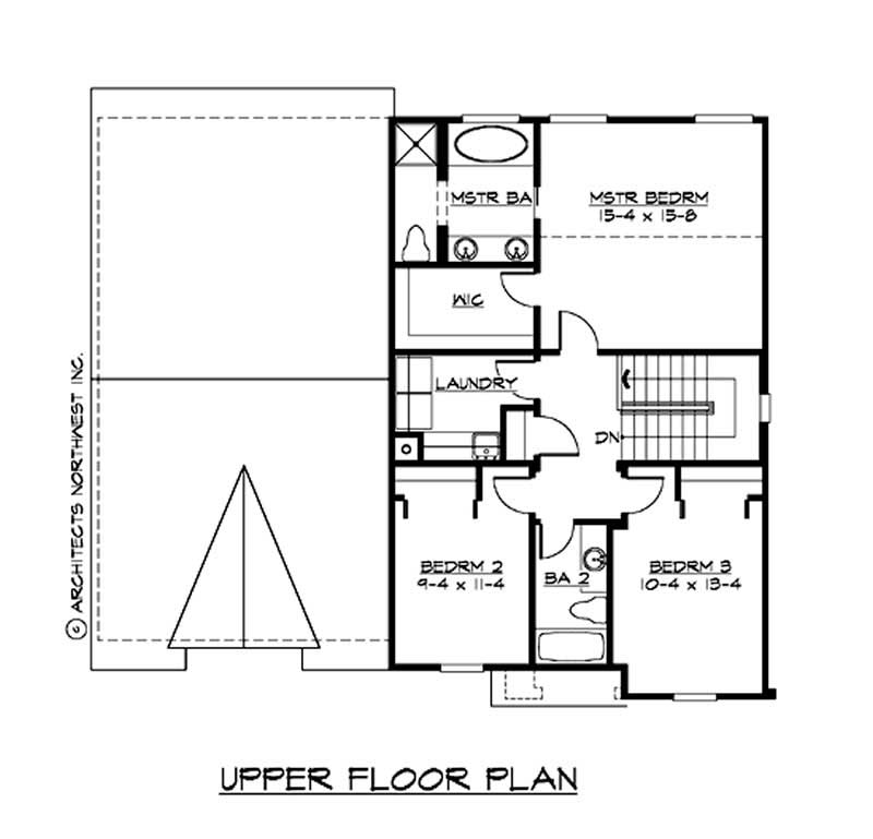 Floor Plan Second Story of European Plan #115-1311