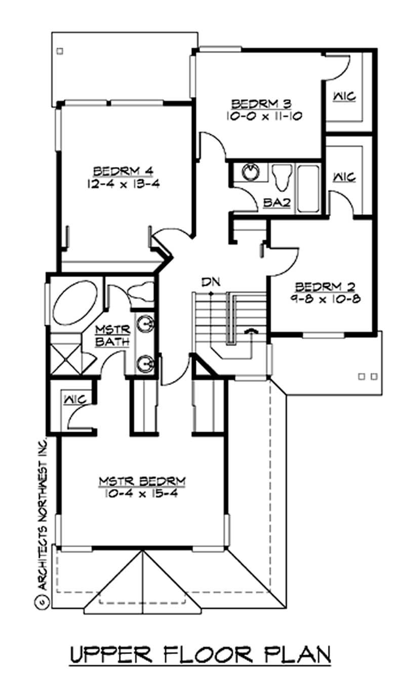 Floor Plan Second Story of Multi-Level Plan #115-1315