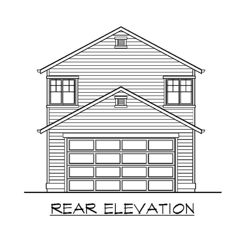 Home Plan Rear Elevation of this 4-Bedroom,1622 Sq Ft Plan -115-1317