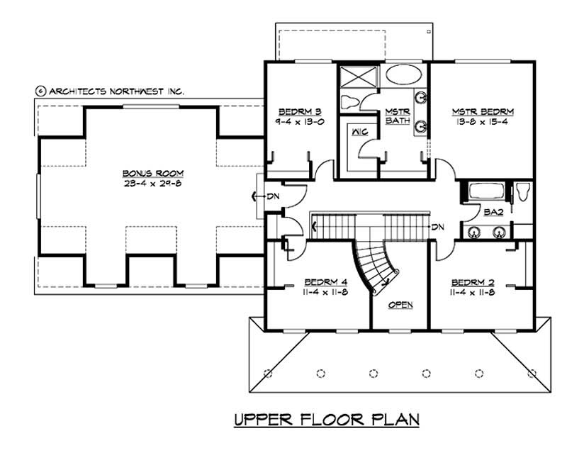 Floor Plan Second Story of Country Plan #115-1321