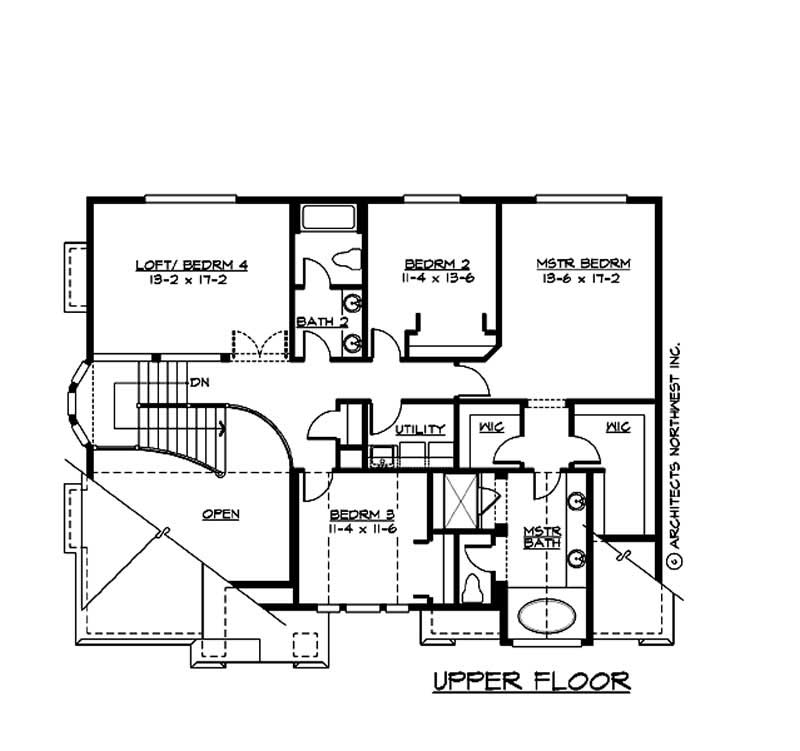 Floor Plan Second Story of Craftsman Plan #115-1323