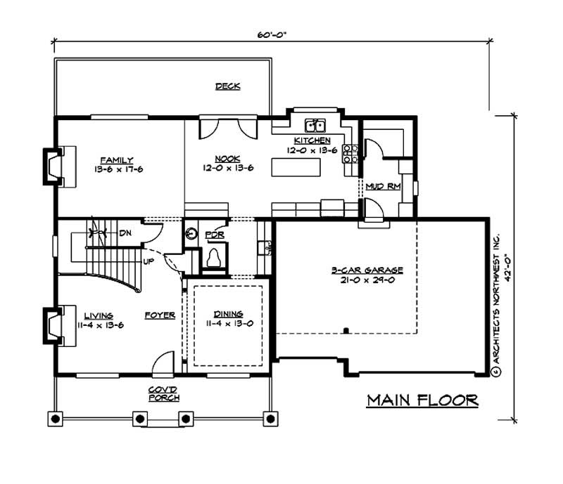 Floor Plan First Story of Country Plan #115-1324