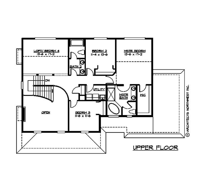 Floor Plan Second Story of Country Plan #115-1324
