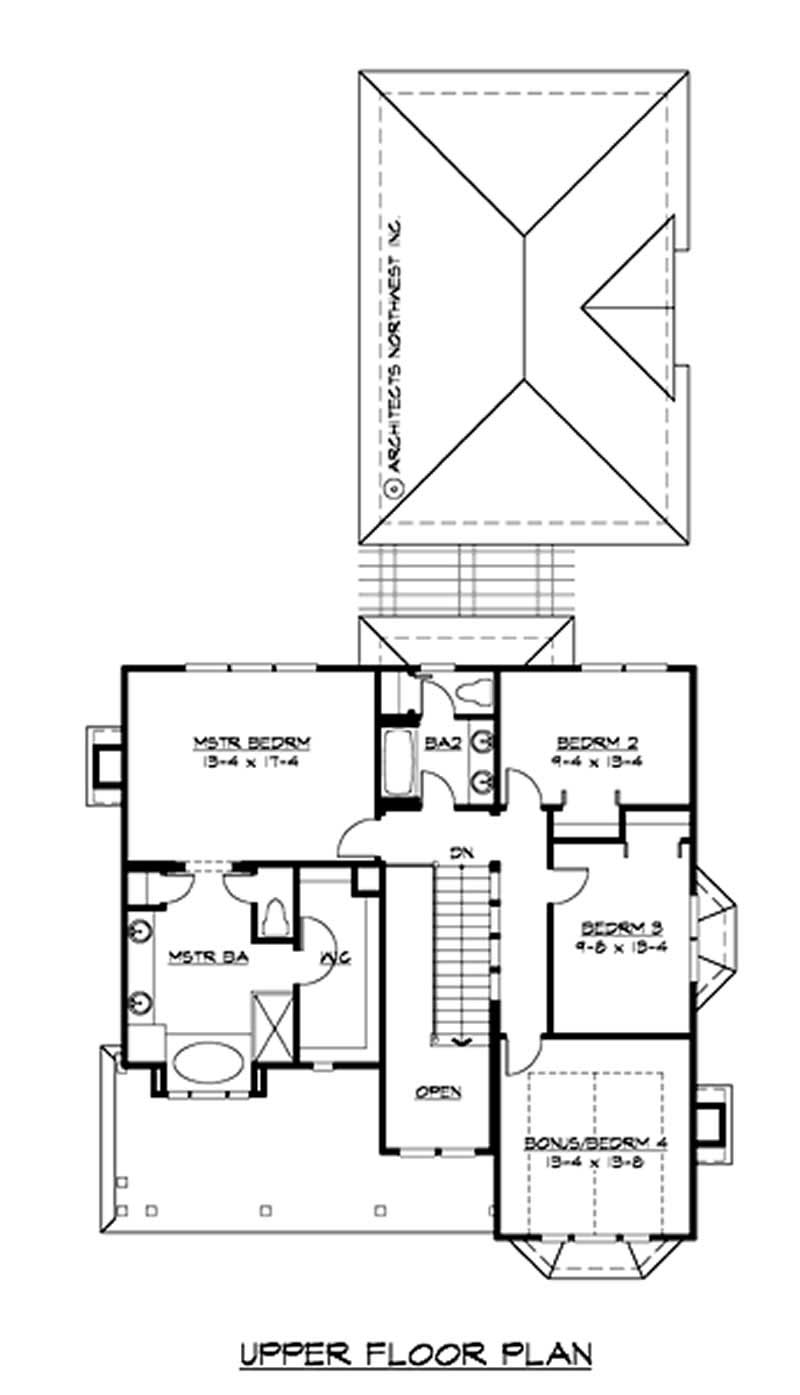 Floor Plan Second Story of Country Plan #115-1326