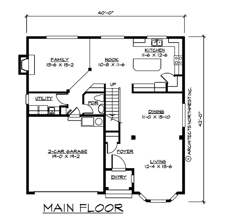 Floor Plan First Story of Ranch Plan #115-1327