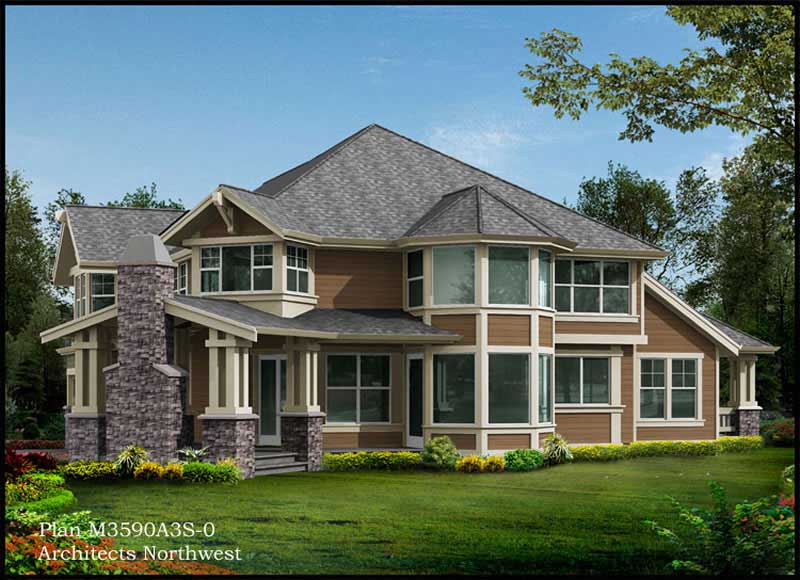Home Plan Rear Elevation of this 4-Bedroom,3590 Sq Ft Plan -115-1329