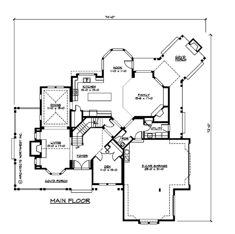 Floor Plan First Story of Ranch Plan #115-1329