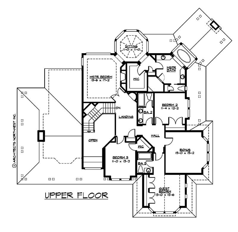 Floor Plan Second Story of Ranch Plan #115-1329