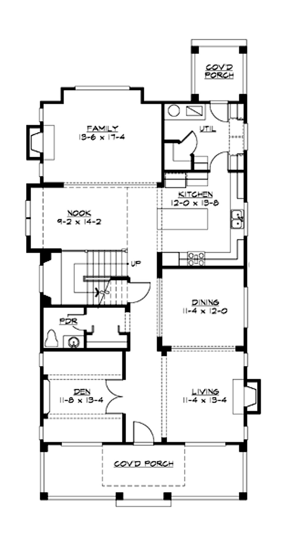 Floor Plan First Story of Shingle Plan #115-1330