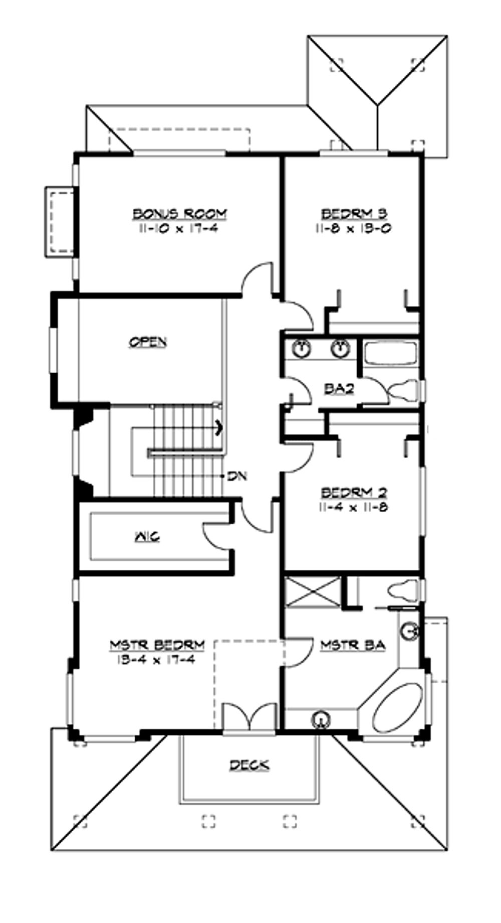 Floor Plan Second Story of Shingle Plan #115-1330