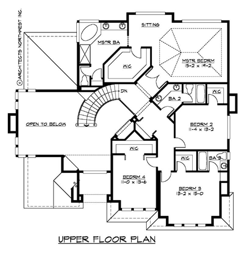 Floor Plan Second Story of Contemporary Plan #115-1332