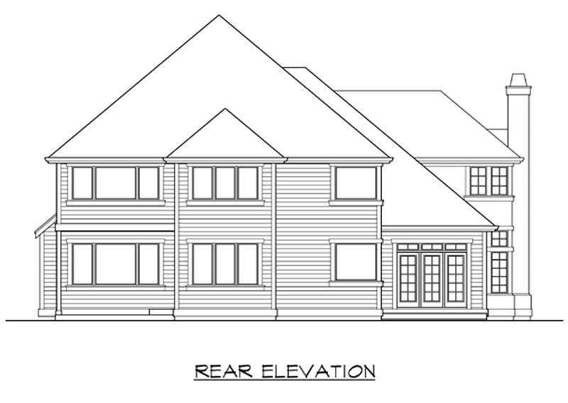 Home Plan Rear Elevation of this 4-Bedroom,3330 Sq Ft Plan -115-1332