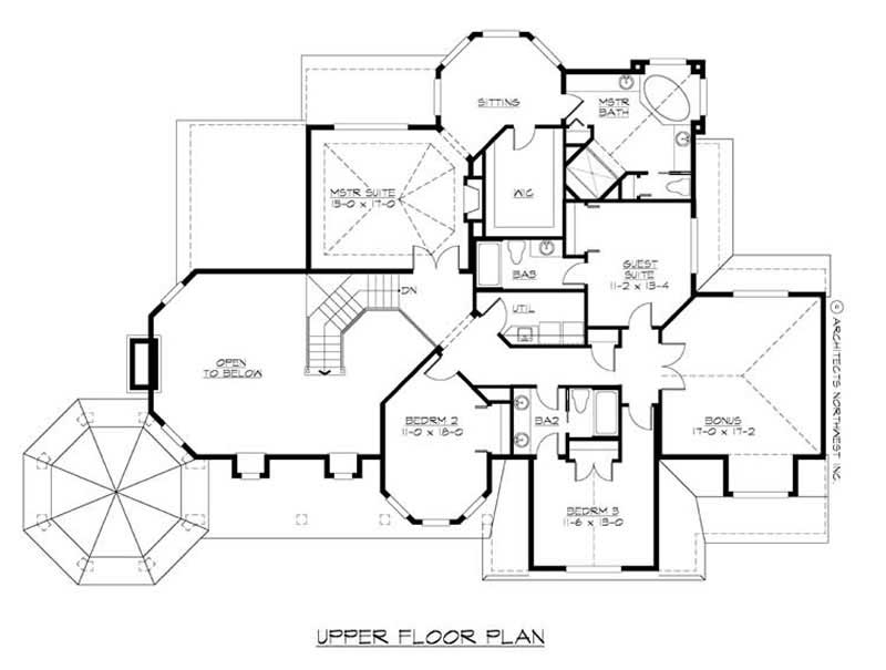 Floor Plan Second Story of Craftsman Plan #115-1333