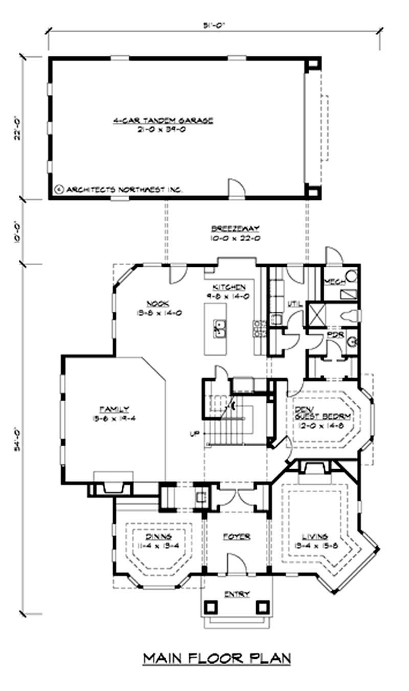 Floor Plan First Story of Multi-Level Plan #115-1334