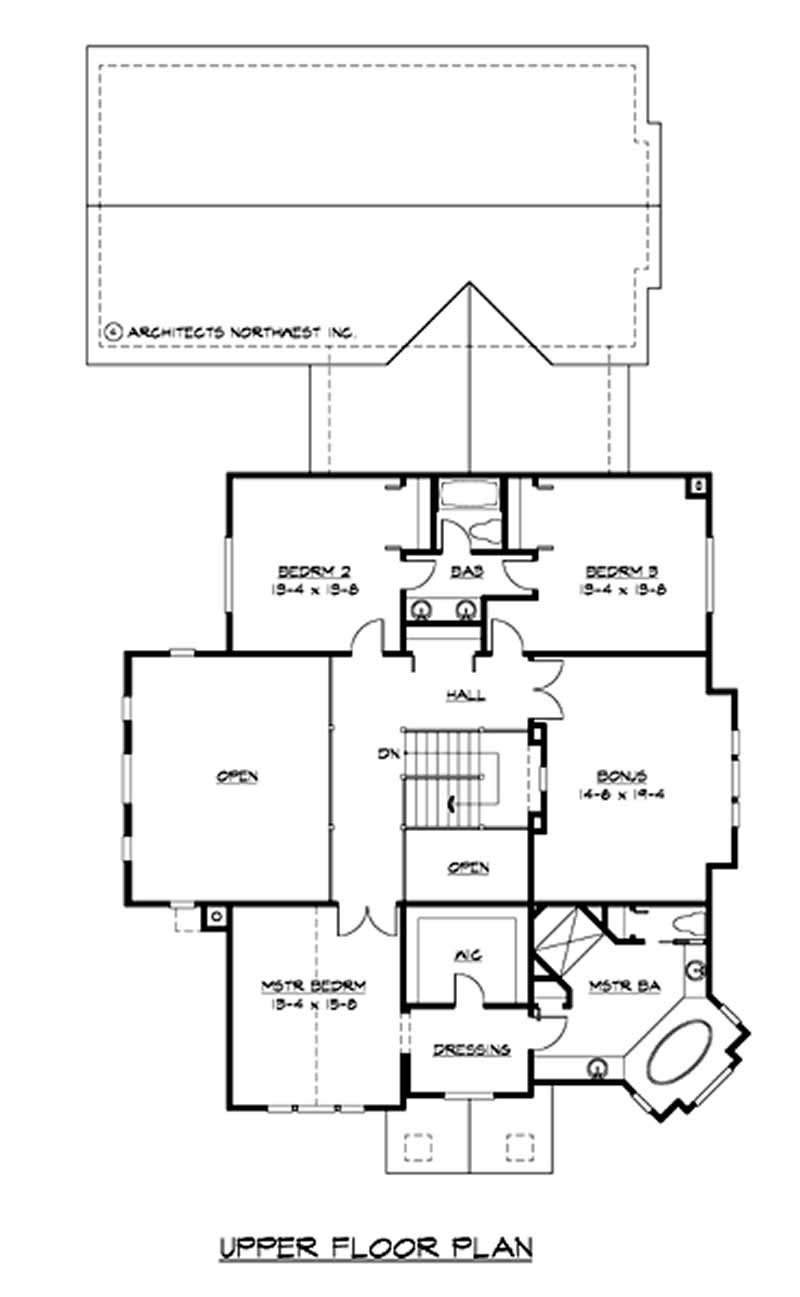 Floor Plan Second Story of Multi-Level Plan #115-1334