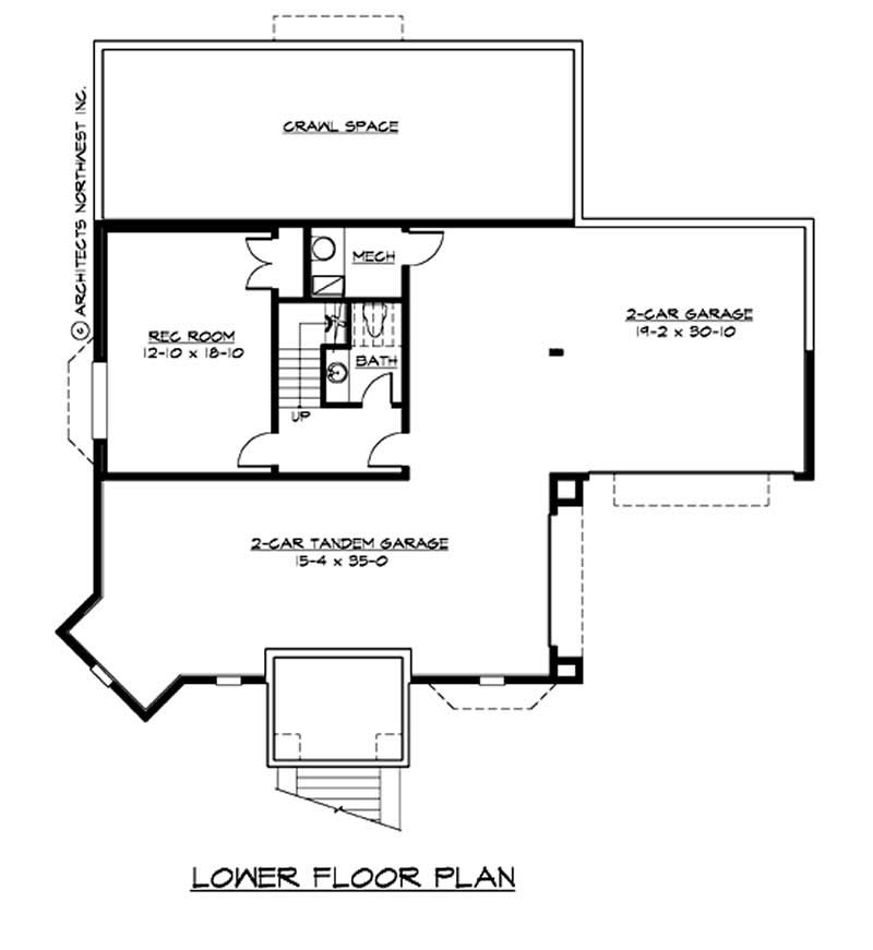 Floor Plan Basement of Multi-Level Plan #115-1335