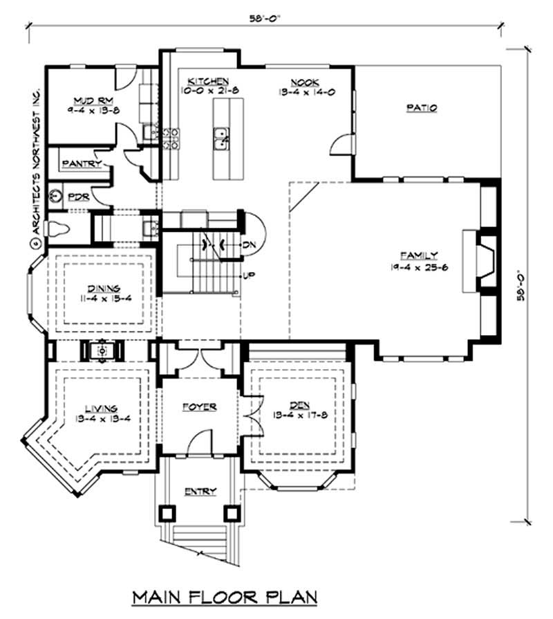 Floor Plan First Story of Multi-Level Plan #115-1335