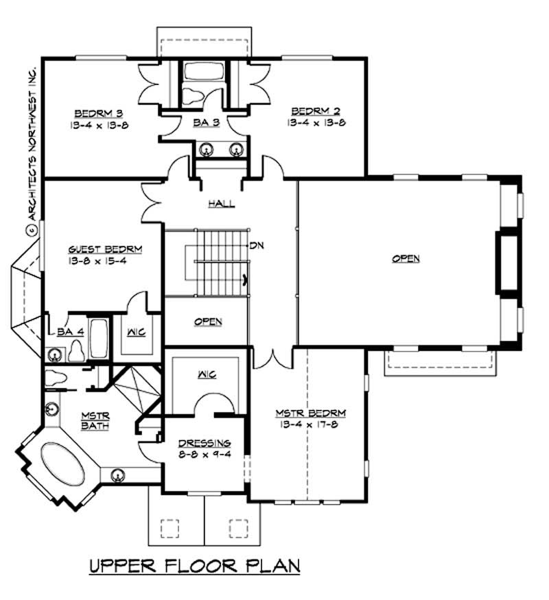 Floor Plan Second Story of Multi-Level Plan #115-1335