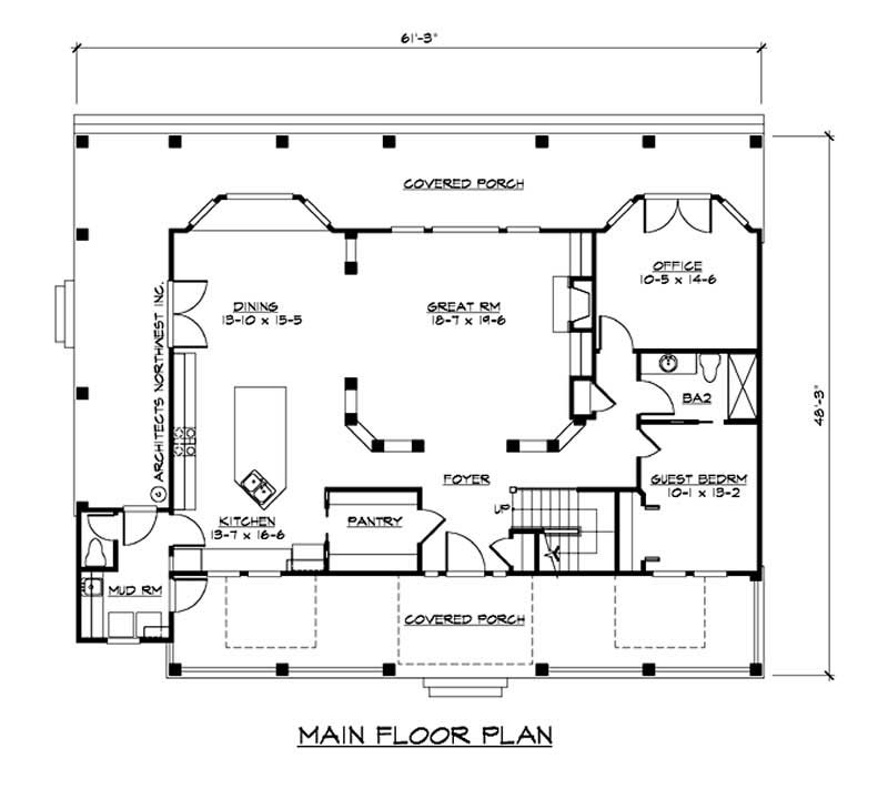 Floor Plan First Story of Country Plan #115-1336