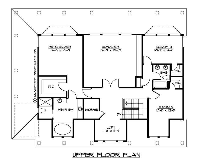 Floor Plan Second Story of Country Plan #115-1336