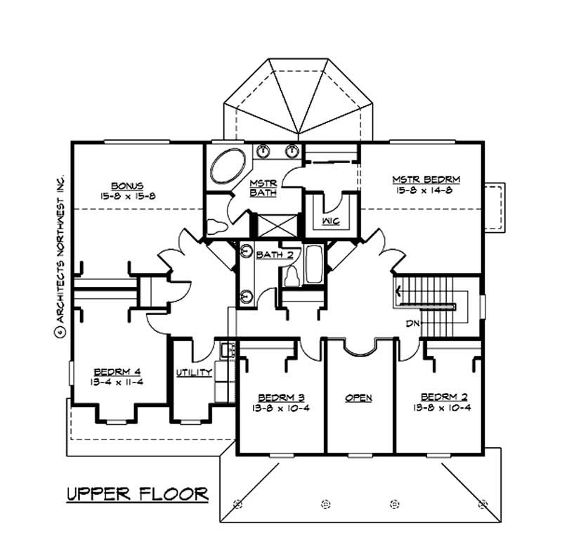 Floor Plan Second Story of Country Plan #115-1337