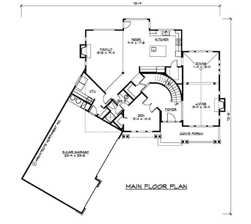 Floor Plan First Story of European Plan #115-1338