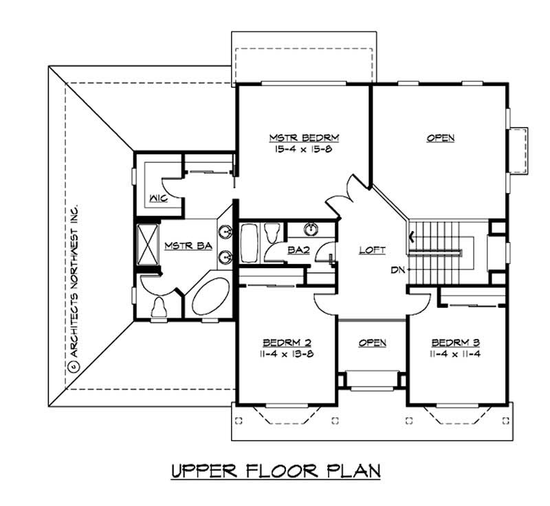 Floor Plan Second Story of Craftsman Plan #115-1339