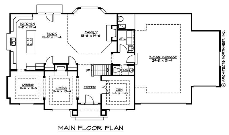 Floor Plan First Story of Shingle Plan #115-1340