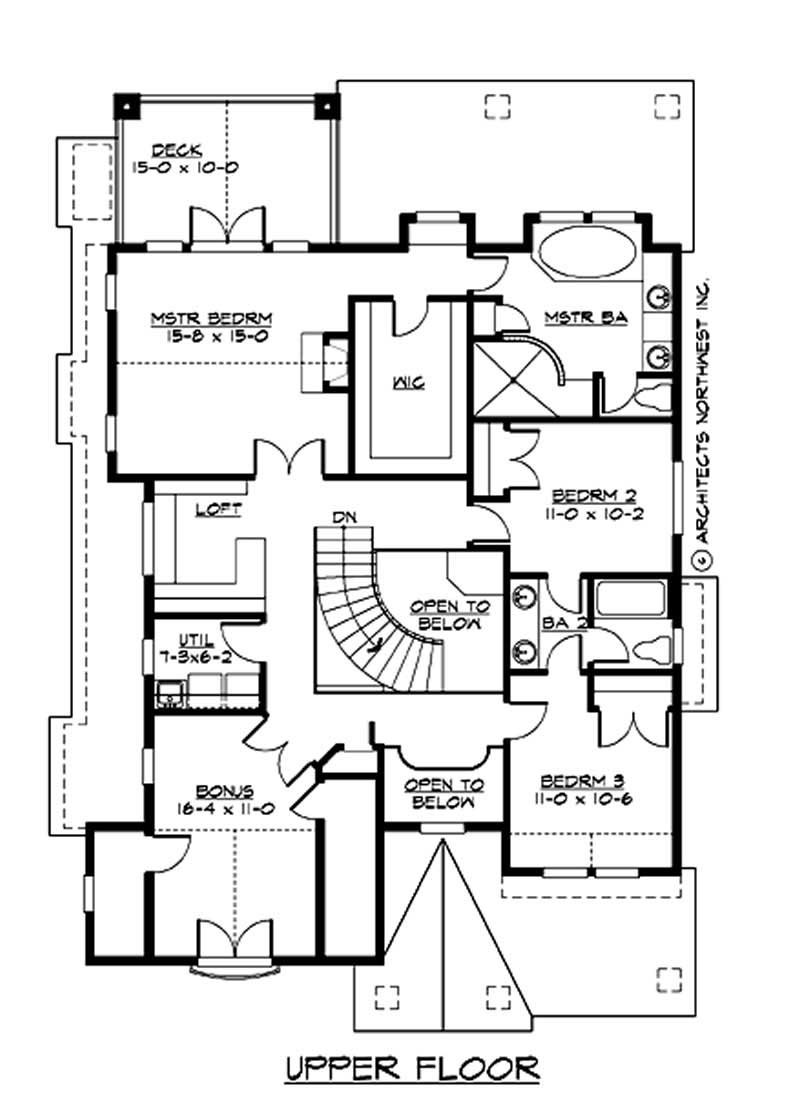 Floor Plan Second Story of Plan #115-1342