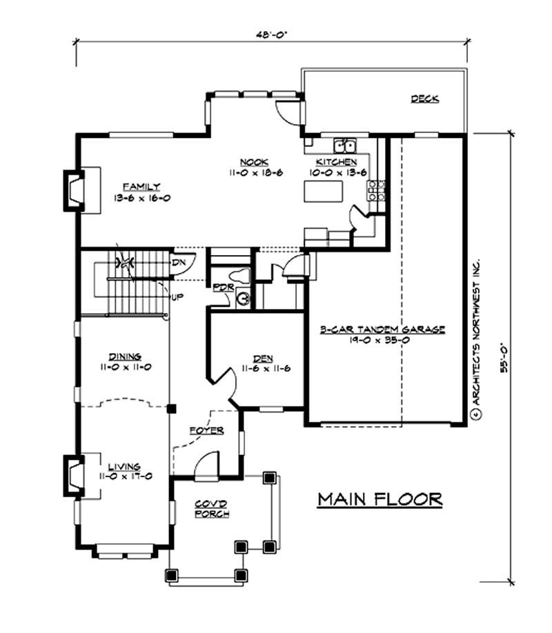 Floor Plan First Story of Country Plan #115-1344