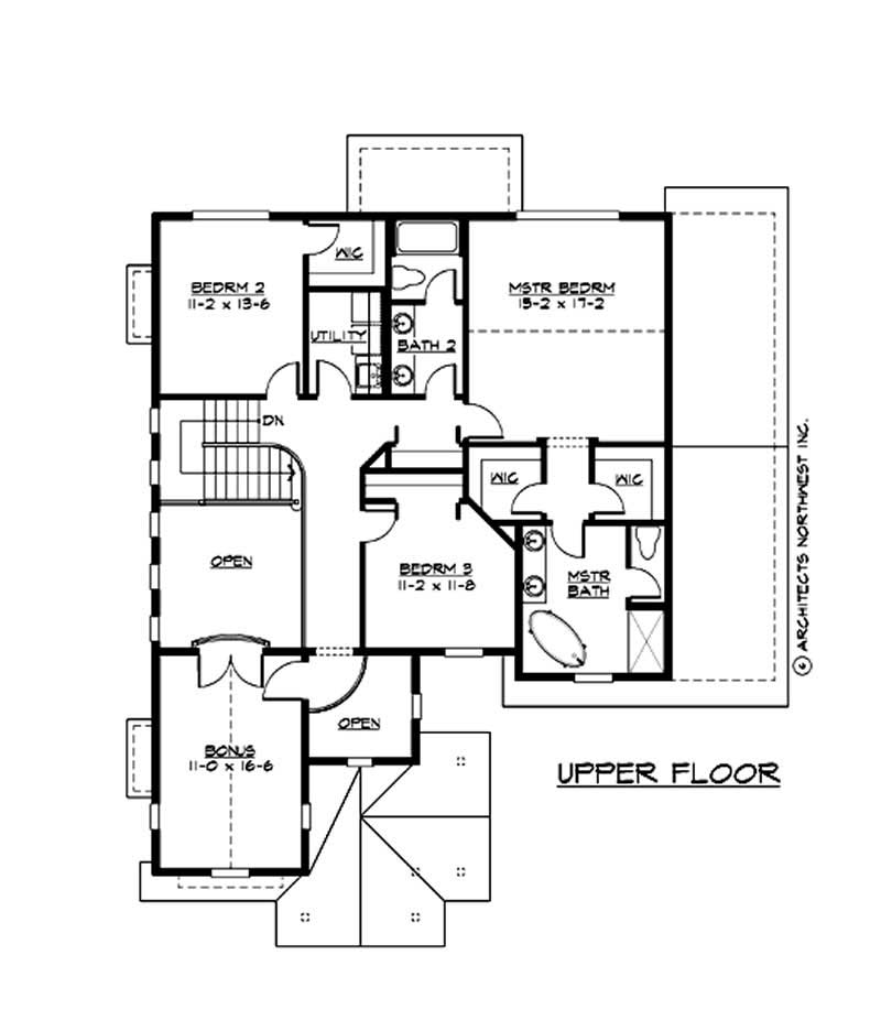 Floor Plan Second Story of Country Plan #115-1344