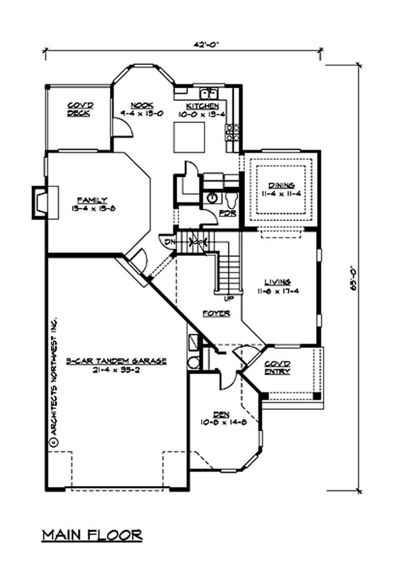 Floor Plan First Story of Ranch Plan #115-1345