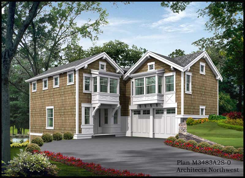 Front elevation of Shingle home (ThePlanCollection: House Plan #115-1346)