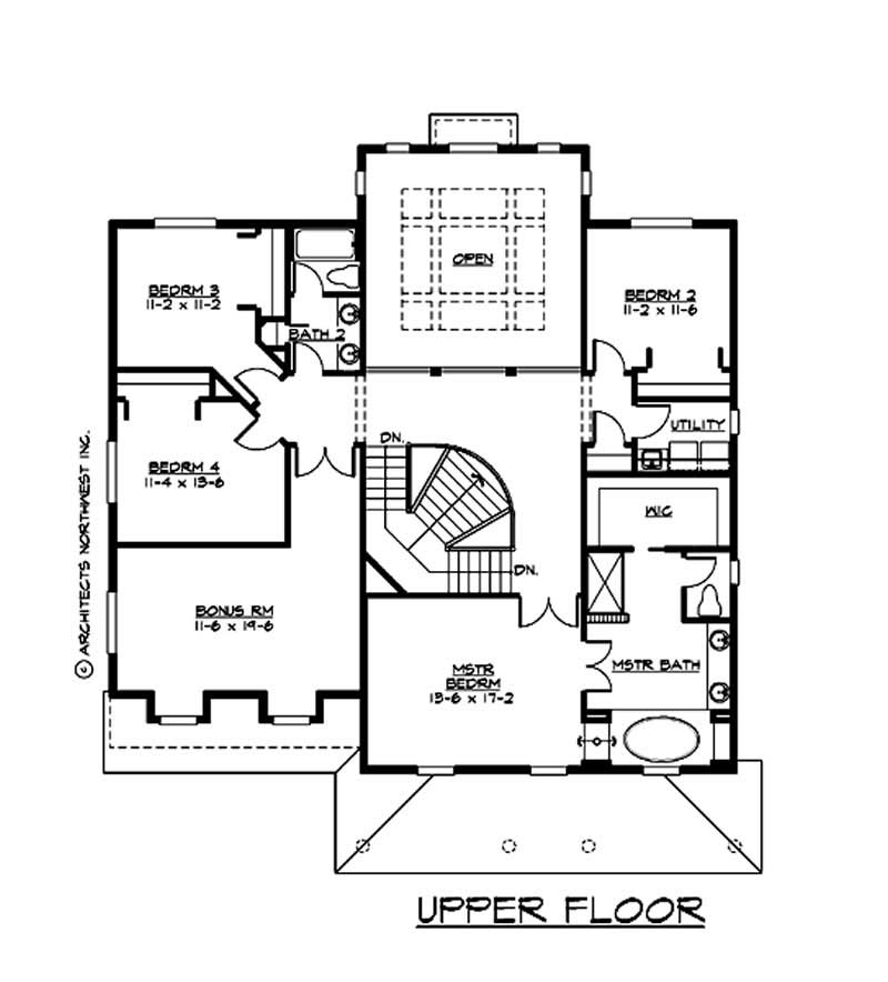 Floor Plan Second Story of Country Plan #115-1347