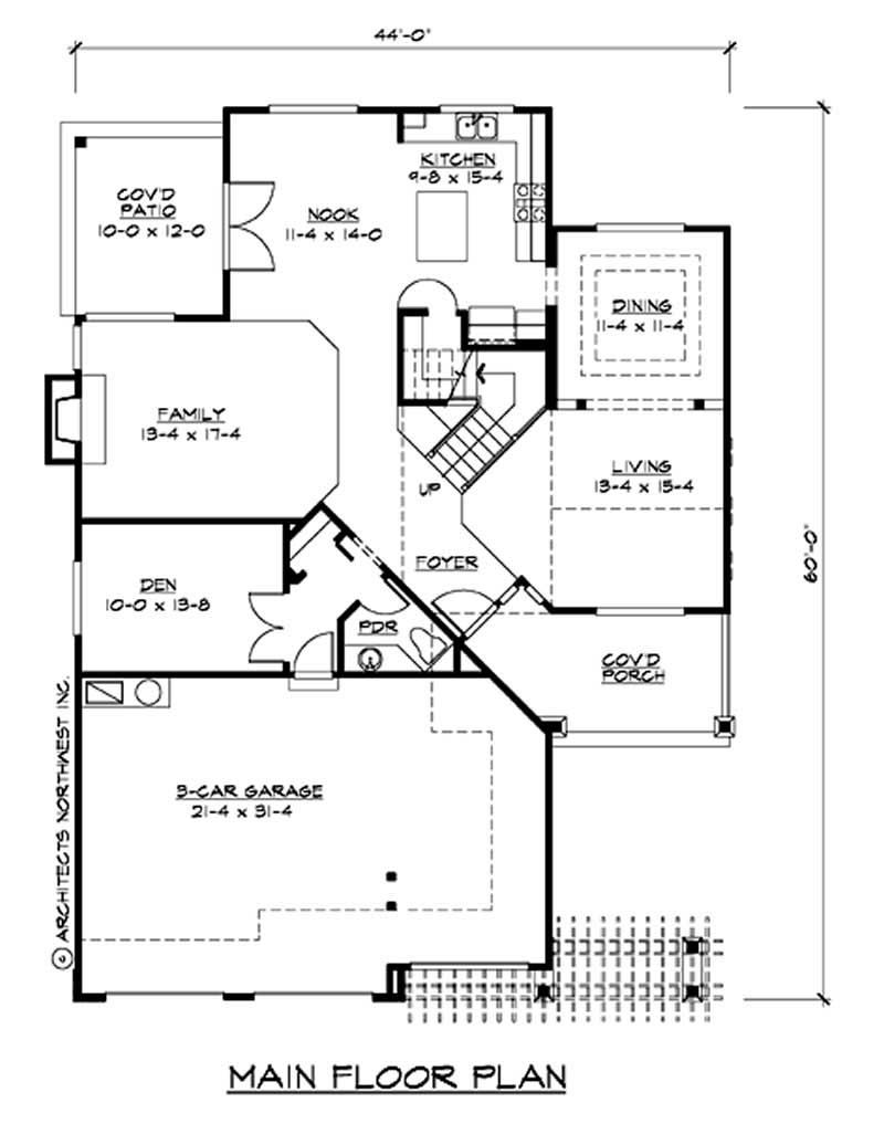 Floor Plan First Story of Multi-Level Plan #115-1348
