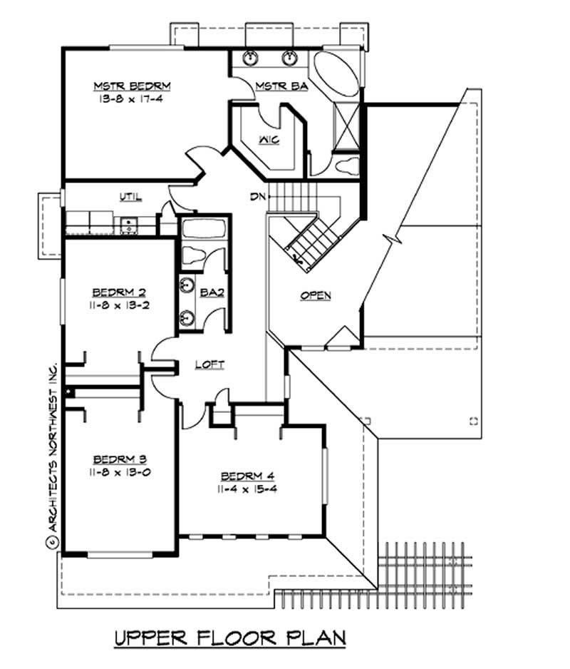 Floor Plan Second Story of Multi-Level Plan #115-1348