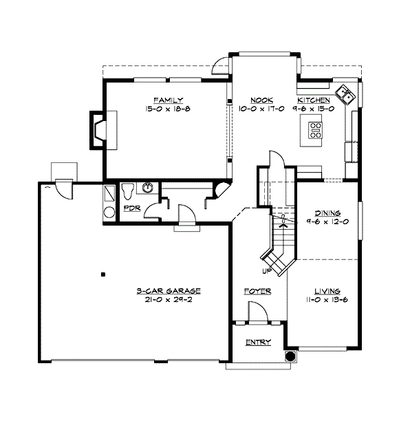 Floor Plan First Story of Craftsman Plan #115-1350