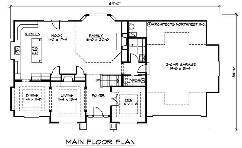 Floor Plan First Story of Colonial Plan #115-1351