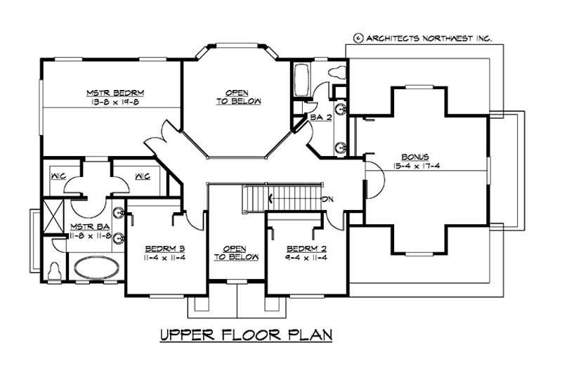 Floor Plan Second Story of Colonial Plan #115-1351