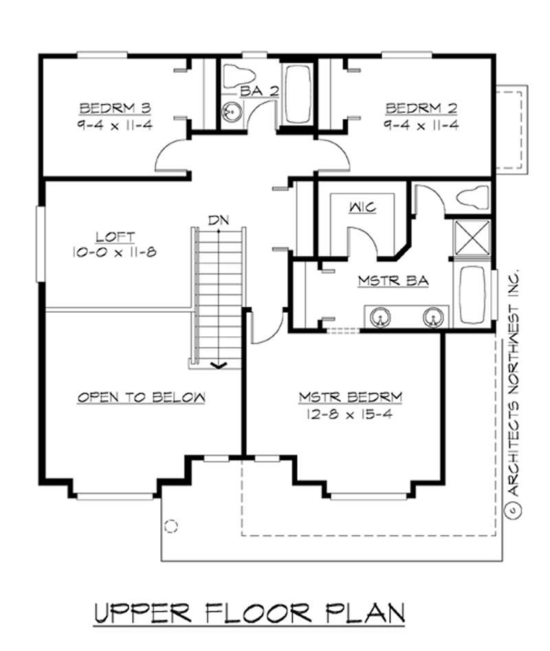 Floor Plan Second Story of Craftsman Plan #115-1353