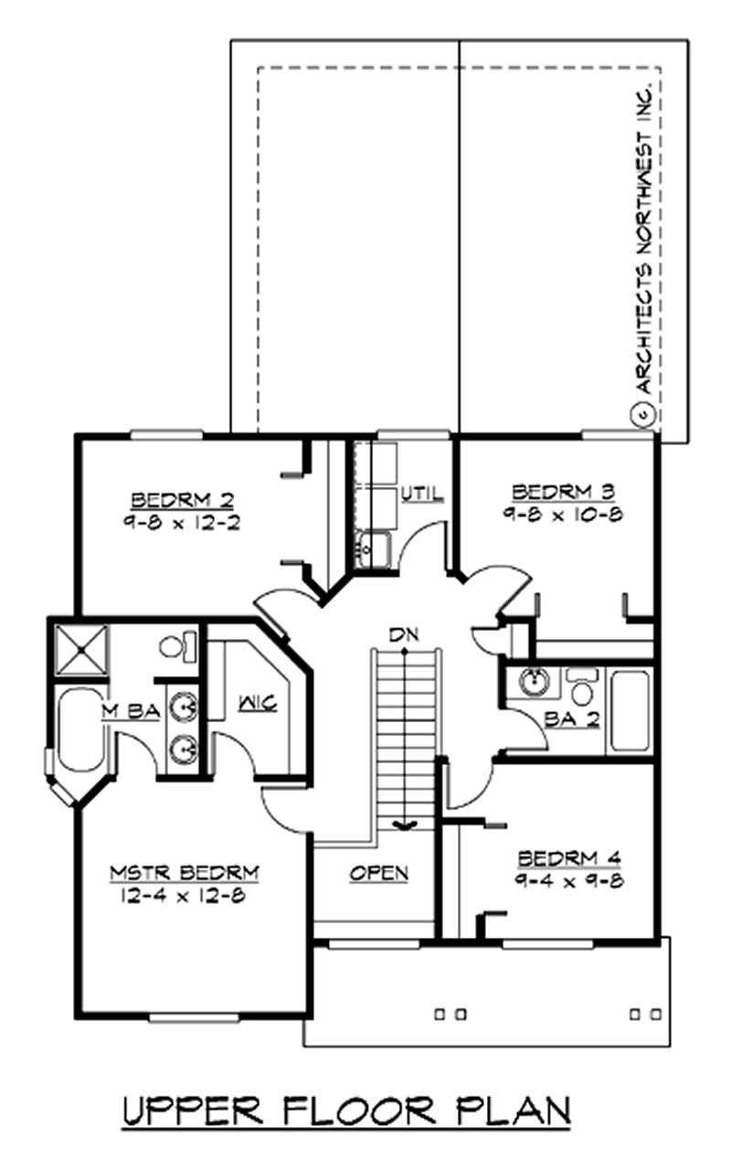 Floor Plan Second Story of Multi-Level Plan #115-1354