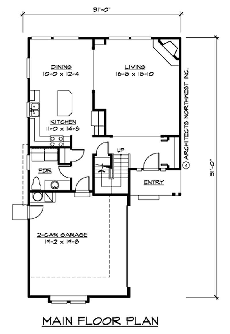 Floor Plan First Story of Multi-Level Plan #115-1356