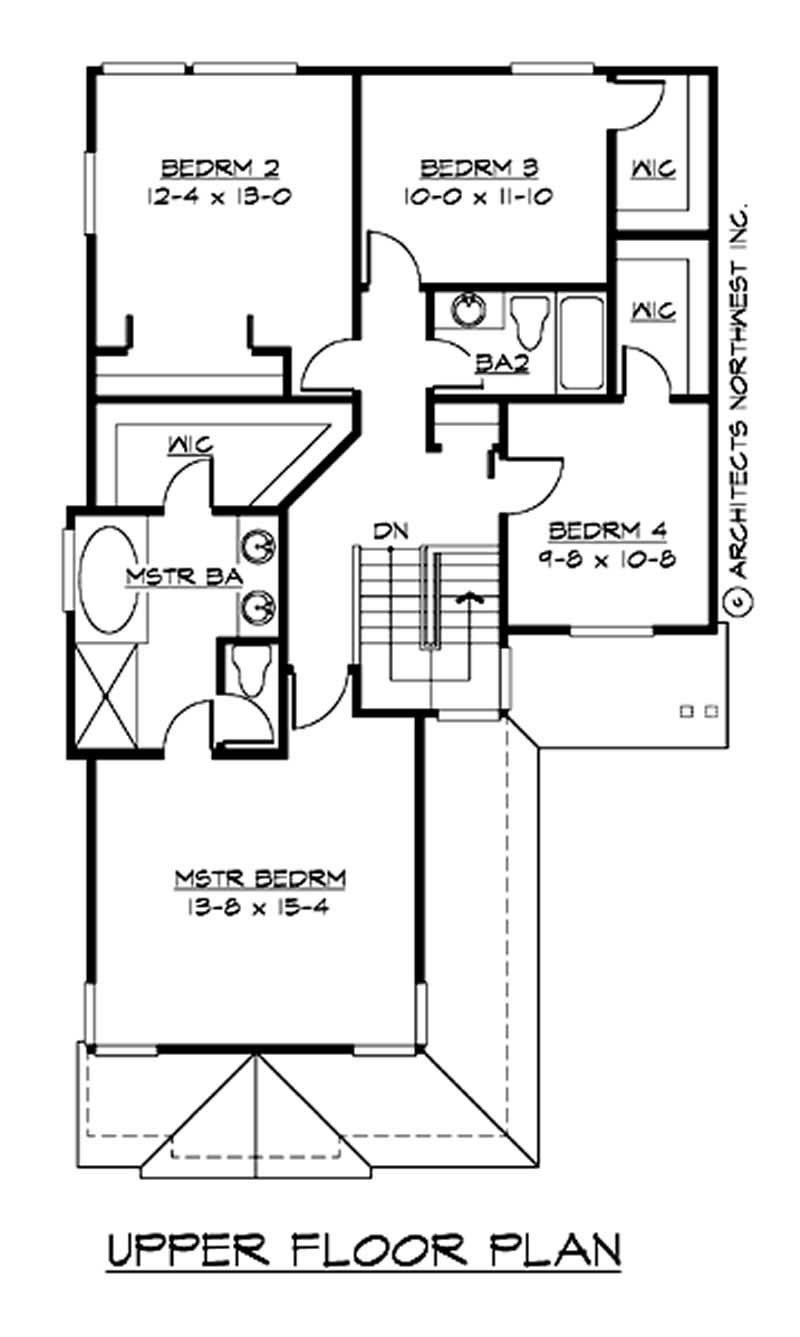 Floor Plan Second Story of Multi-Level Plan #115-1356