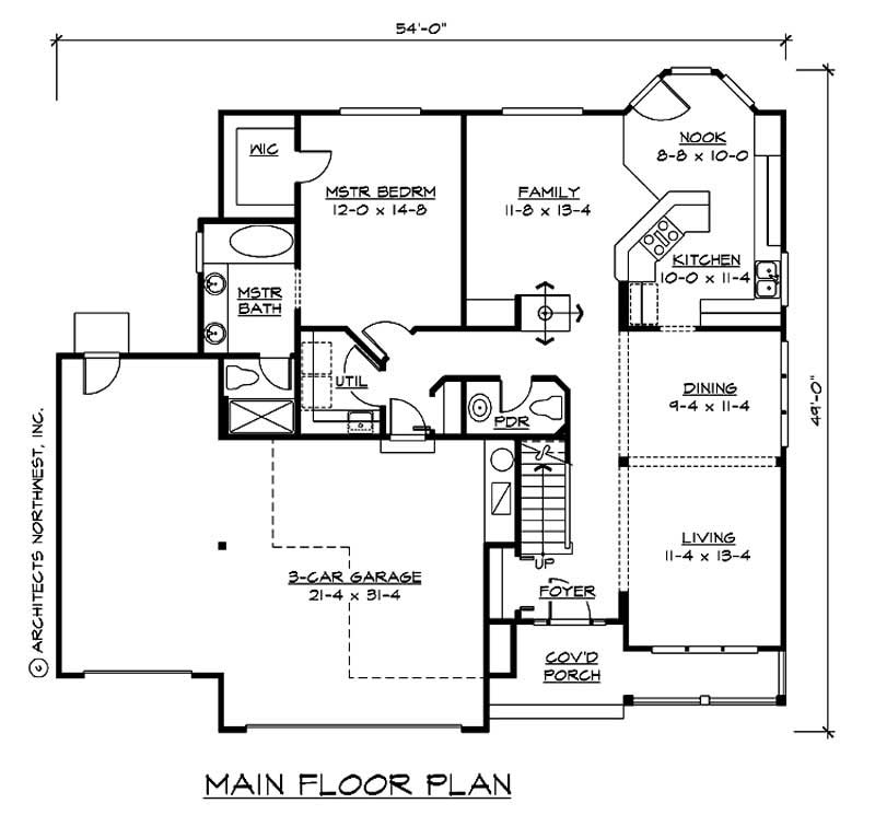 Floor Plan First Story of Country Plan #115-1357