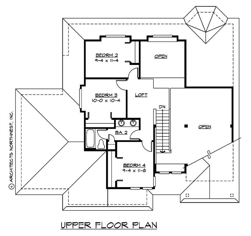 Floor Plan Second Story of Country Plan #115-1357