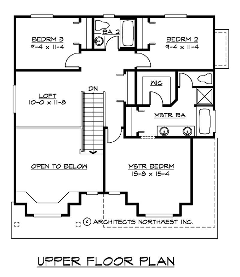Floor Plan Second Story of Ranch Plan #115-1358